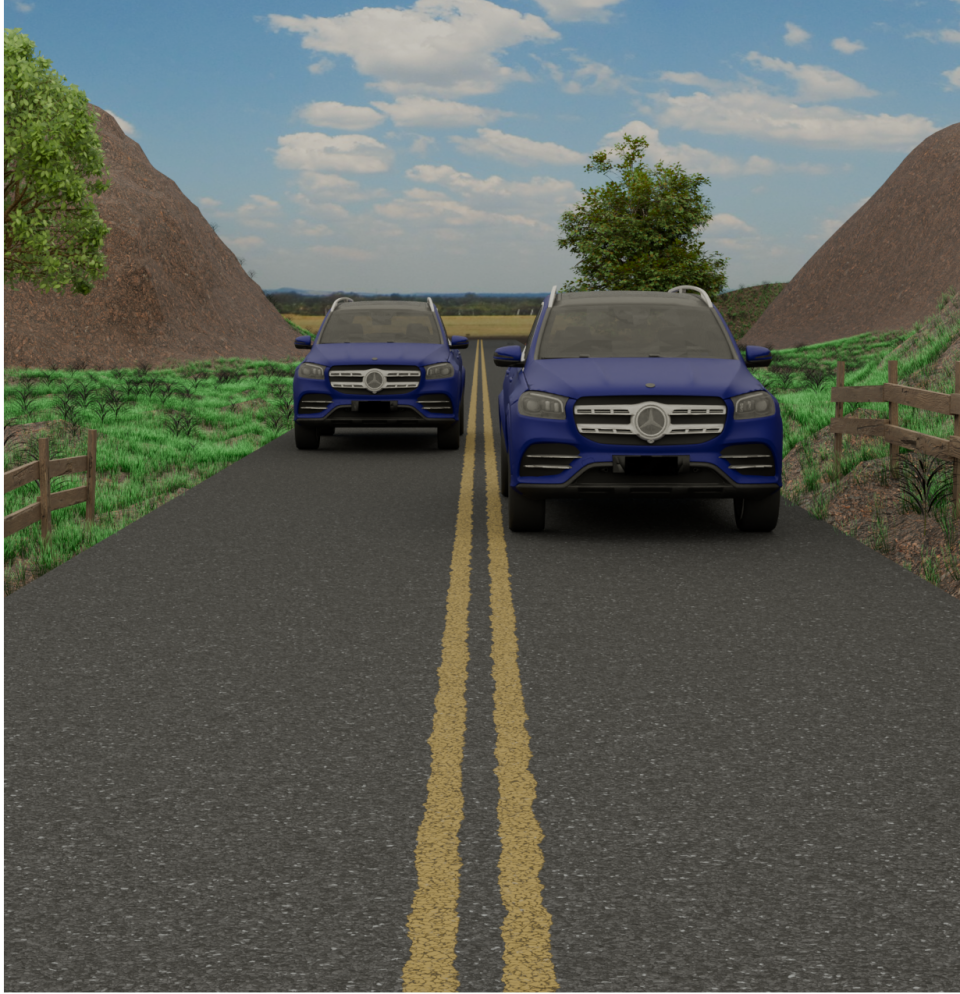 Monocular depth perception driving scene